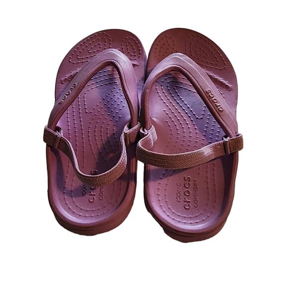 Crocs Kids Purple Flip Flops Size 10 - Picture 4 of 5